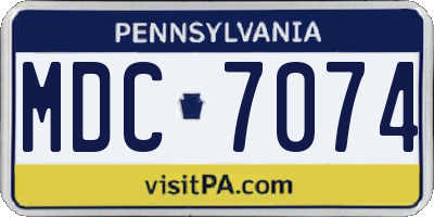 PA license plate MDC7074