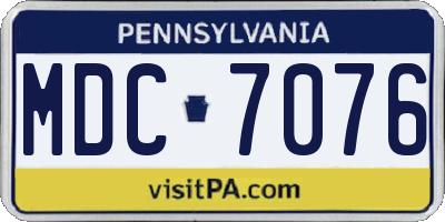 PA license plate MDC7076