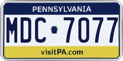 PA license plate MDC7077