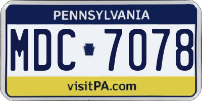 PA license plate MDC7078