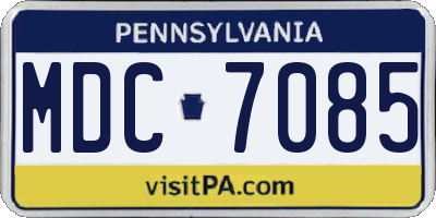 PA license plate MDC7085