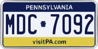 PA license plate MDC7092