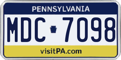 PA license plate MDC7098