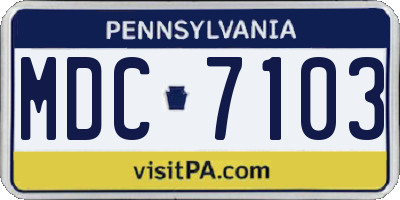 PA license plate MDC7103