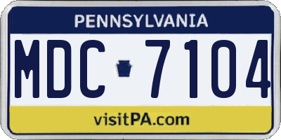 PA license plate MDC7104