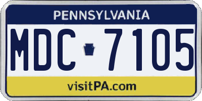 PA license plate MDC7105