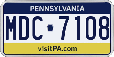 PA license plate MDC7108