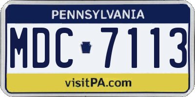 PA license plate MDC7113