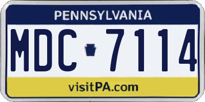 PA license plate MDC7114