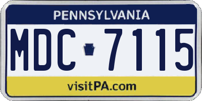 PA license plate MDC7115