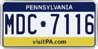 PA license plate MDC7116