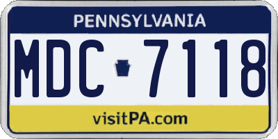 PA license plate MDC7118