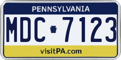 PA license plate MDC7123