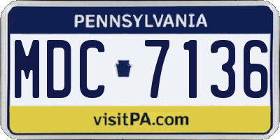 PA license plate MDC7136