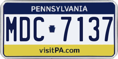 PA license plate MDC7137