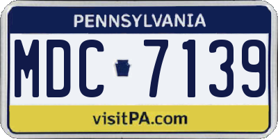 PA license plate MDC7139