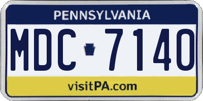 PA license plate MDC7140