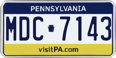 PA license plate MDC7143
