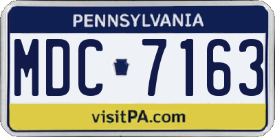 PA license plate MDC7163