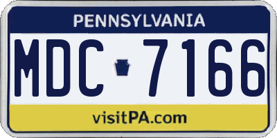 PA license plate MDC7166