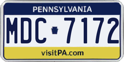 PA license plate MDC7172