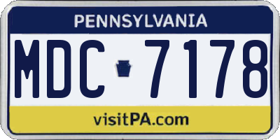 PA license plate MDC7178