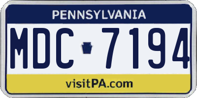 PA license plate MDC7194