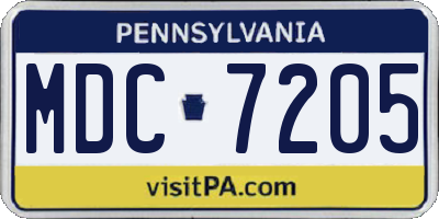 PA license plate MDC7205