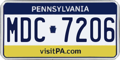 PA license plate MDC7206