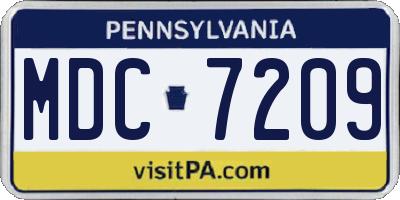 PA license plate MDC7209