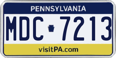 PA license plate MDC7213