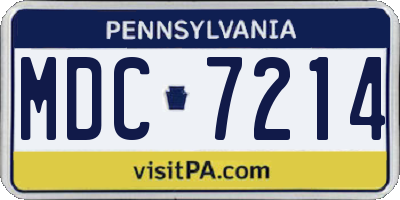 PA license plate MDC7214