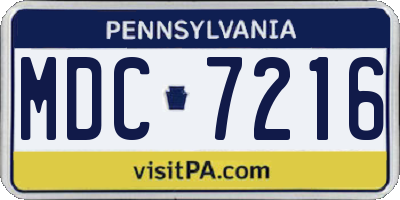 PA license plate MDC7216