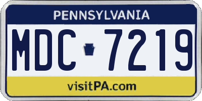 PA license plate MDC7219