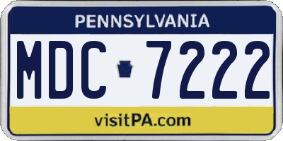 PA license plate MDC7222