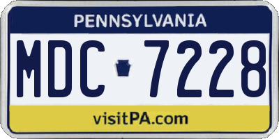 PA license plate MDC7228