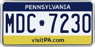 PA license plate MDC7230