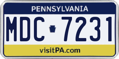 PA license plate MDC7231