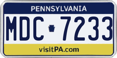 PA license plate MDC7233