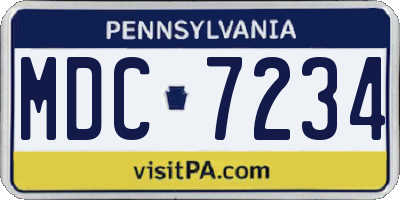 PA license plate MDC7234