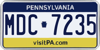 PA license plate MDC7235
