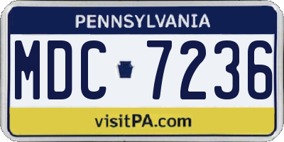 PA license plate MDC7236