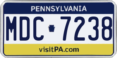 PA license plate MDC7238