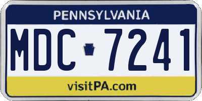 PA license plate MDC7241