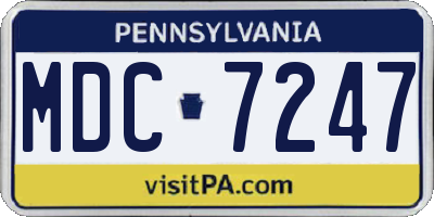 PA license plate MDC7247