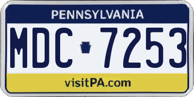 PA license plate MDC7253