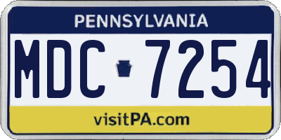 PA license plate MDC7254
