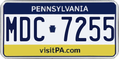 PA license plate MDC7255