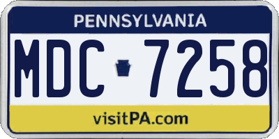 PA license plate MDC7258
