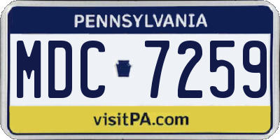 PA license plate MDC7259